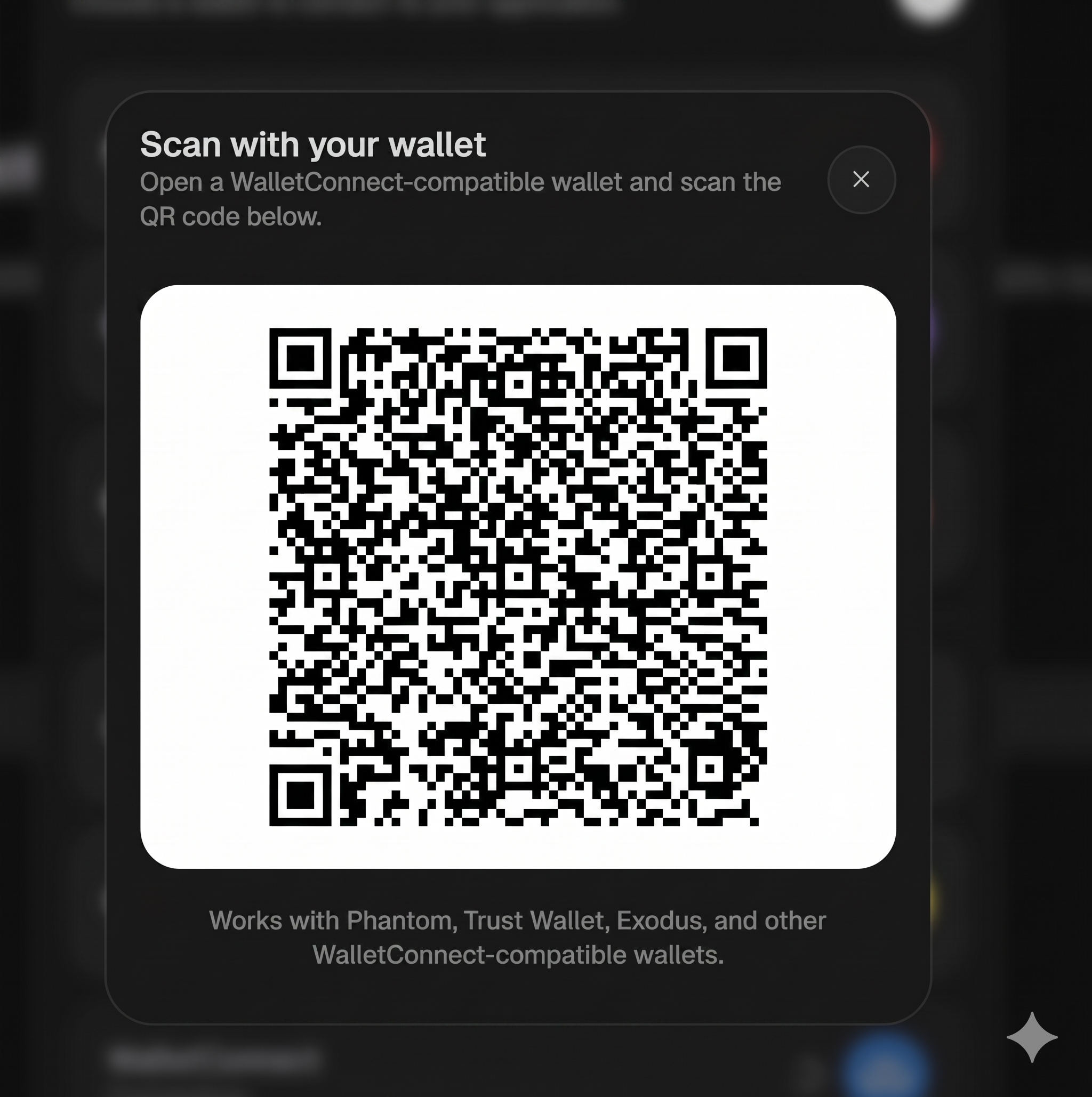 WalletConnect QR code modal